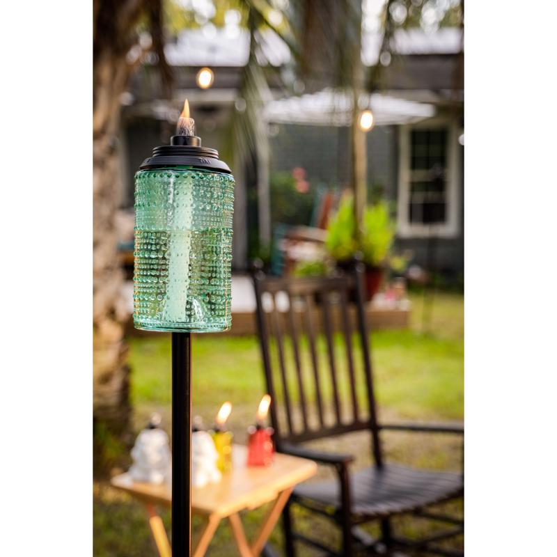 TIKI Blue Glass 68 in. Carnival Garden Torch 1 pc