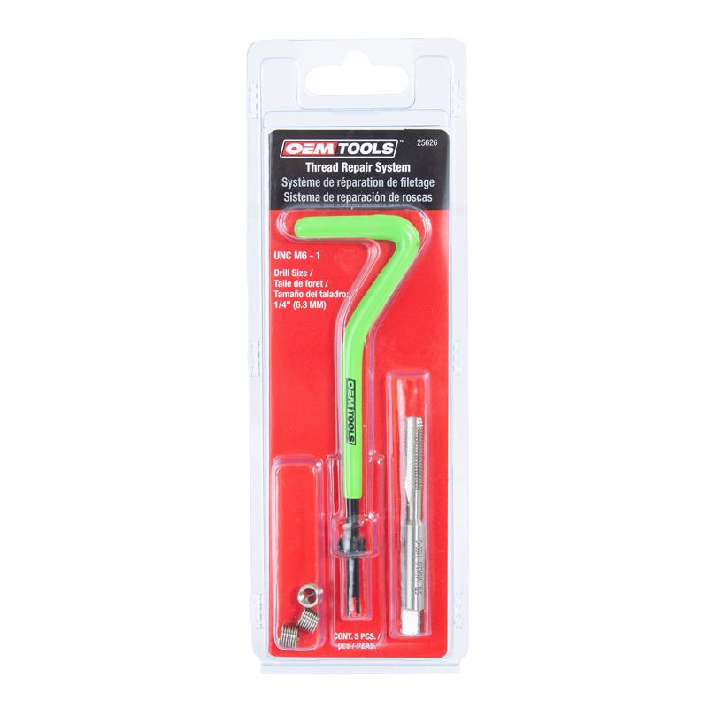 OEMTOOLS 1/4 in. Stainless Steel Non Locking Helical Thread Repair Kit M6 - 1 mm