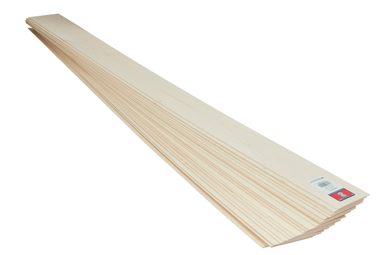 Midwest Products 5003 Basswood Sheet, 36 in L, 4 in W, 3/32 in Thick, Pack of 5