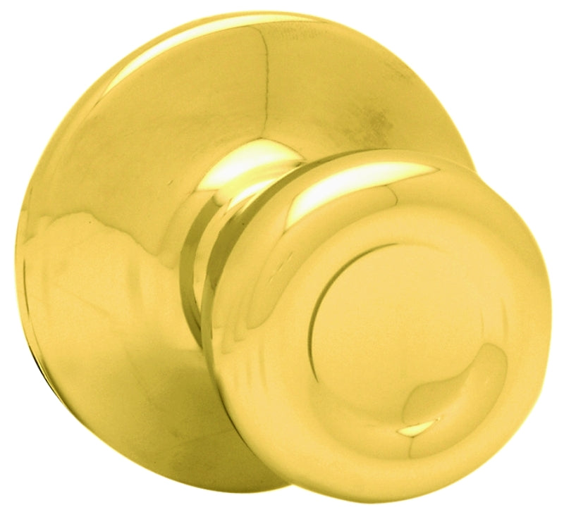 Kwikset 200T 3CPRCLRCS Passage Knob, Tylo, 2-19/32 in L x 2-5/8 in H Dimensions, Polished Brass
