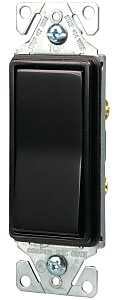 Eaton Wiring Devices 7500 Series 7501BK-BOX Rocker Switch, 15 A, 120/277 V, SPST, Lead Wire Terminal, Black