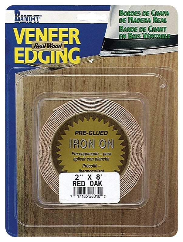 Cloverdale 28010 Edge Banding, 8 ft L Actual, 2 in W Actual, Red Oak