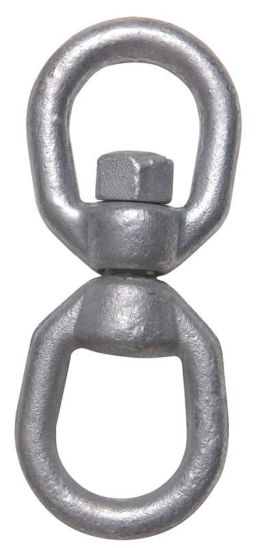 Ben-Mor 70742 Eye and Eye Swivel, 1250 lb Working Load, Forged Steel, Galvanized