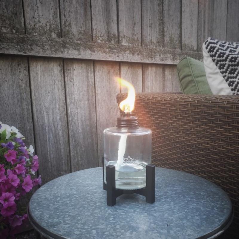 TIKI Black/Clear Glass/Metal 6.5 in. Elevated Tabletop Torch 1 pc, Pack of 6