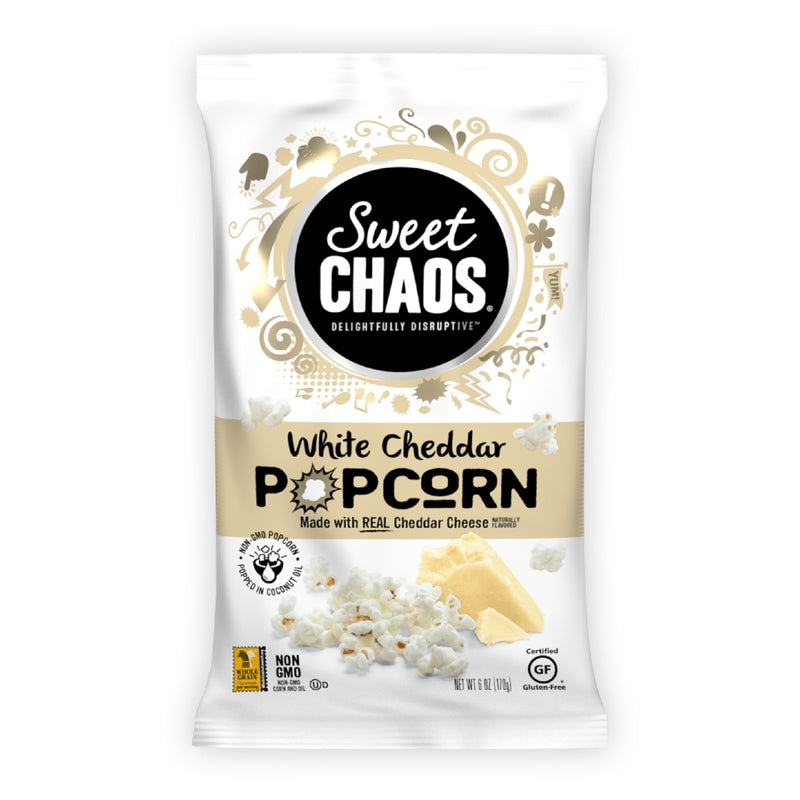 Sweet Chaos White Cheddar Popcorn 6 oz Bagged, Pack of 12