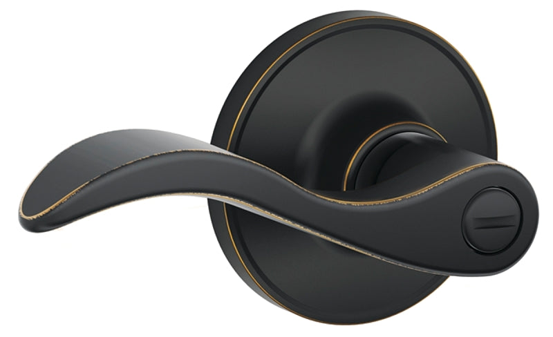 Schlage J Series J40SEV716 Privacy Lever, Mechanical Lock, Aged Bronze, Metal, Residential, 3 Grade, 7/8 in Housing Dia