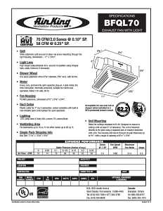 FAN/LIGHT BATH COMBO 70CFM