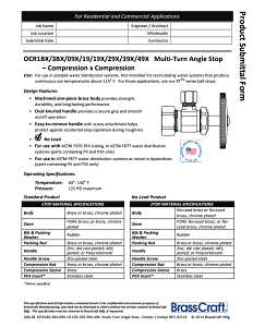 BrassCraft OCR09X C1 Stop Valve, 1/2 x 1/4 in Connection, Compression, 125 psi Pressure, Brass Body, 2-3/4 in L